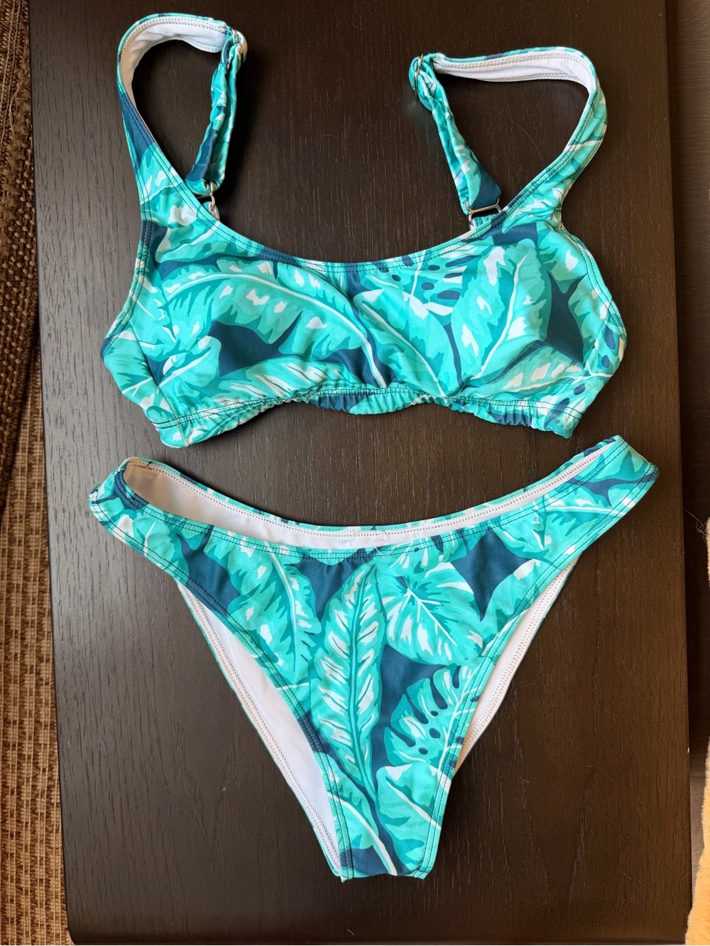 Kenny Flowers Turquoise Leaf Print Bikini Set - Stylish Two-Piece